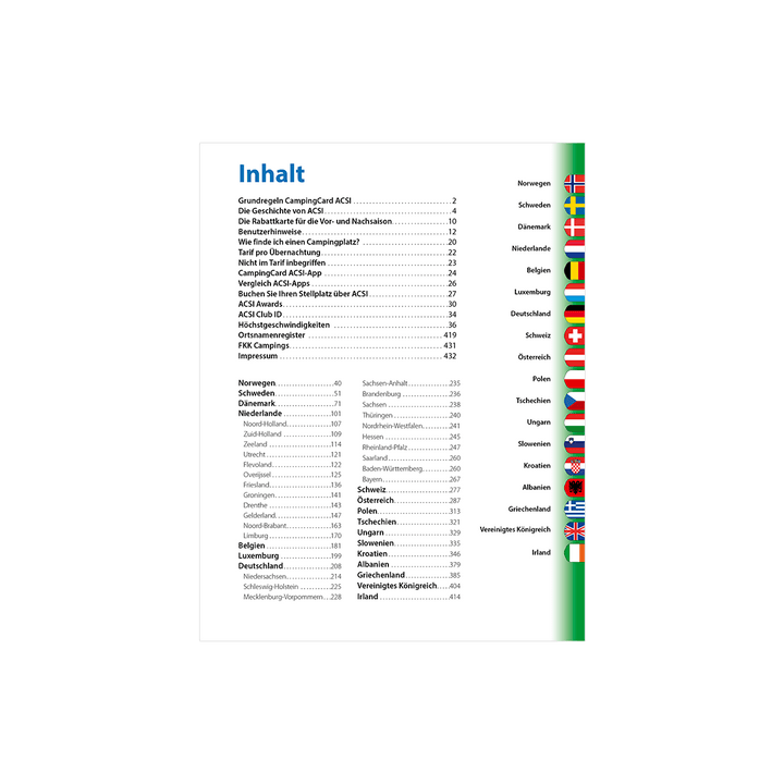 CampingCard ACSI - Carte de réductions & Guide Europe 2026 (Edition allemande) guide pratique ACSI 