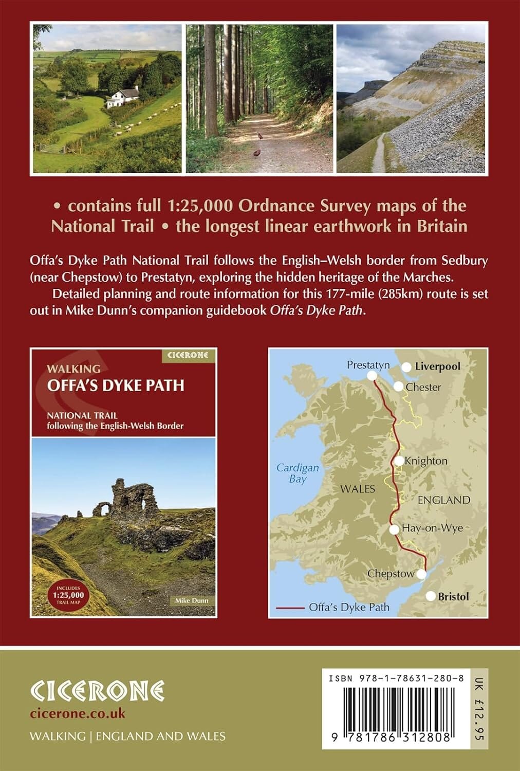 Carnet de cartes (en anglais) - Offa's Dyke Path | Cicerone carte de randonnée Cicerone 