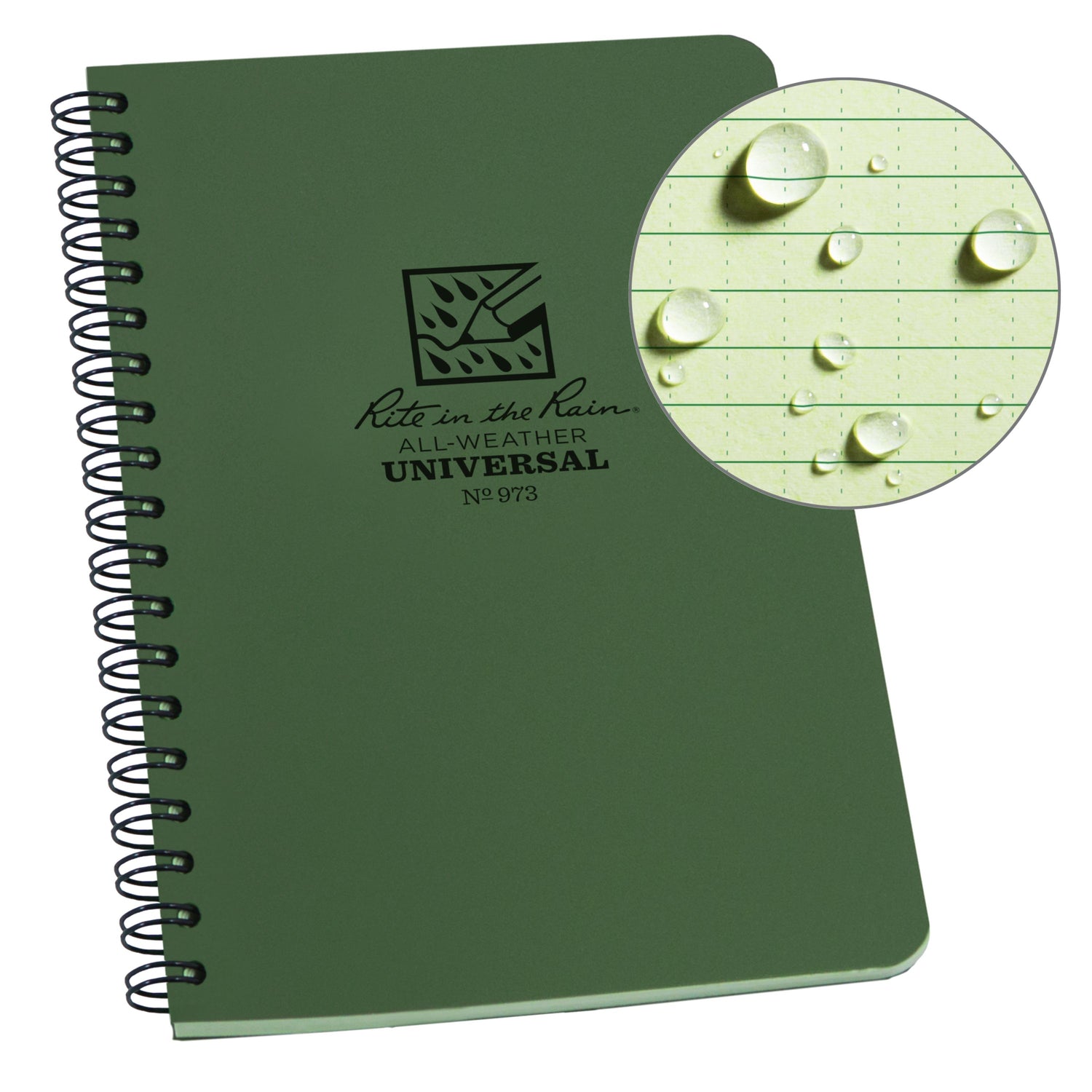 Carnet de voyage waterproof – Spirale supérieure | Rite in the Rain carnet de voyage Rite in the Rain Green 4.875x7" / 12x17 cm