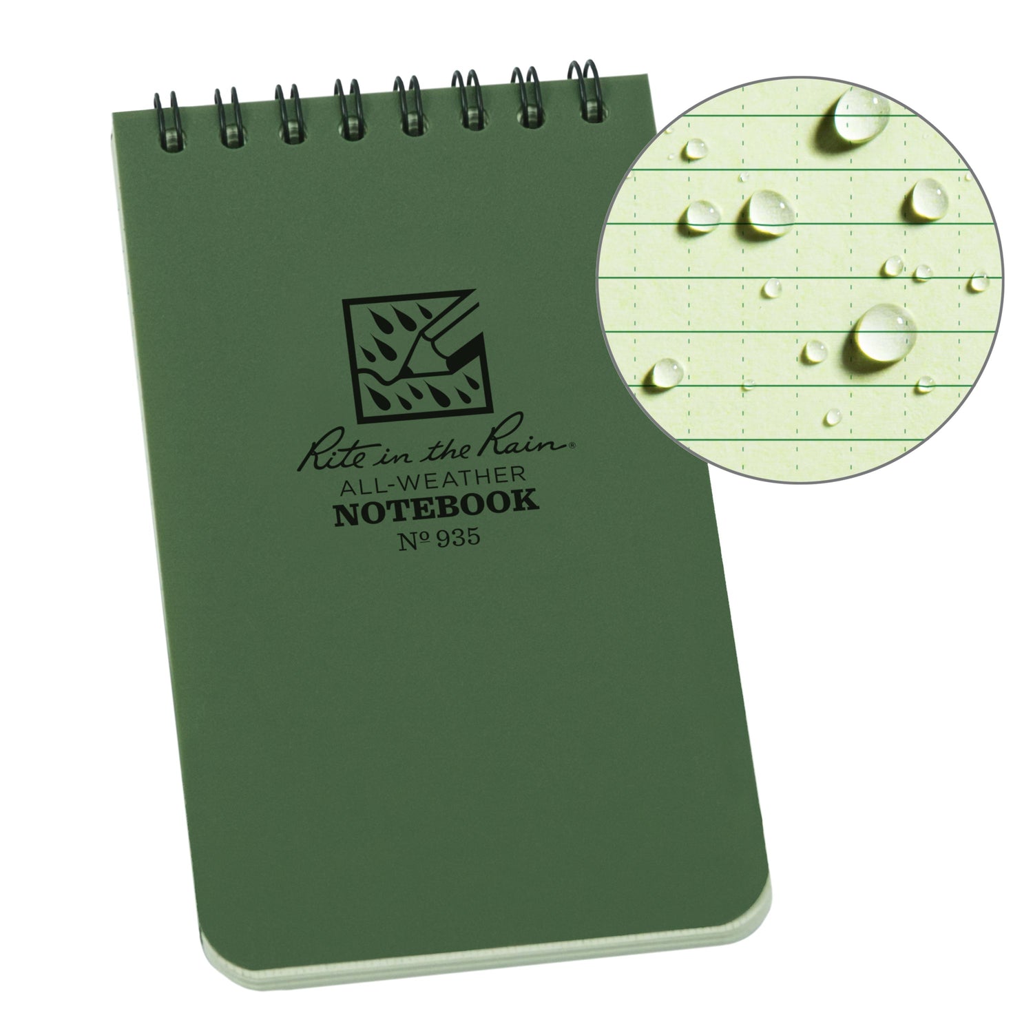 Carnet de voyage waterproof – Spirale supérieure | Rite in the Rain carnet de voyage Rite in the Rain Green 3x5" / 8x13 cm