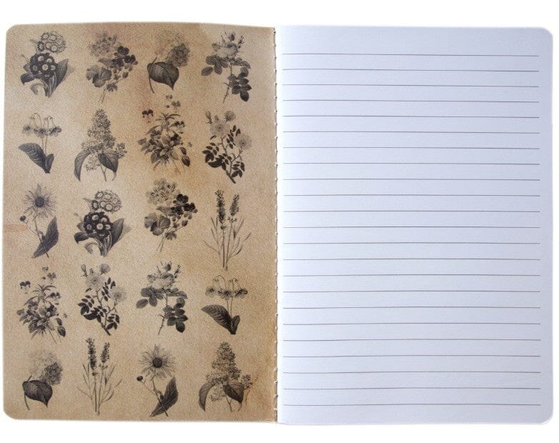 Carnet ligné style vintage 14 x 20 cm - Motif "Fleurs" | Sass & Belle carnet de voyage Sass & Belle 