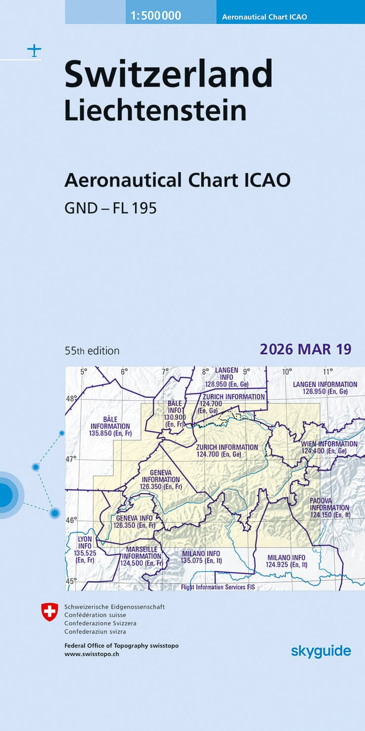 Carte aéronautique OACI - Suisse, Liechtenstein | Swisstopo carte routière Swisstopo