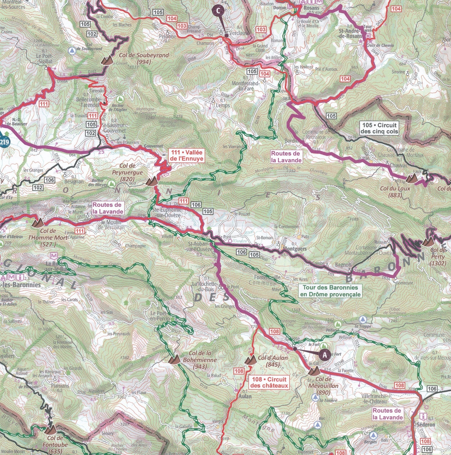Carte cycliste - Drôme à vélo | IGN carte cycliste IGN 