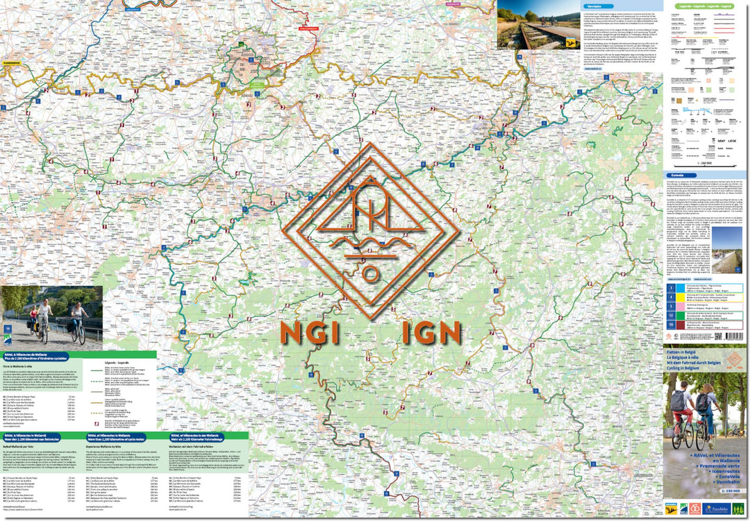 Carte cycliste - La Belgique à vélo | NGI carte pliée IGN Belgique 