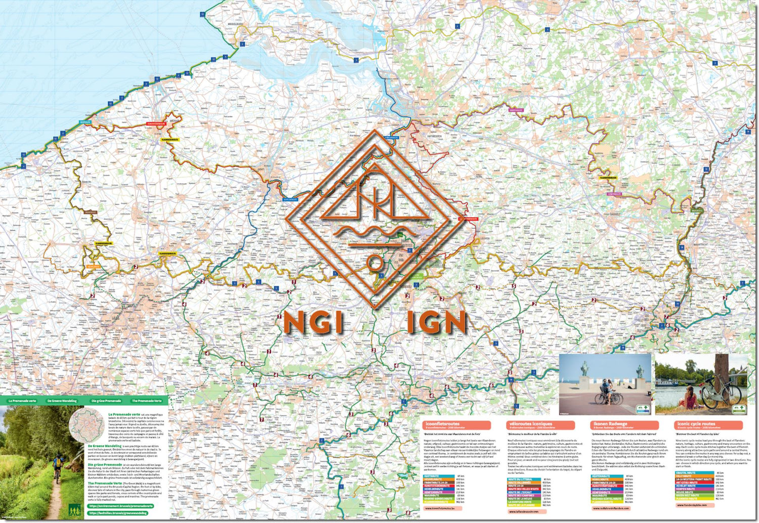 Carte cycliste - La Belgique à vélo | NGI carte cycliste IGN Belgique