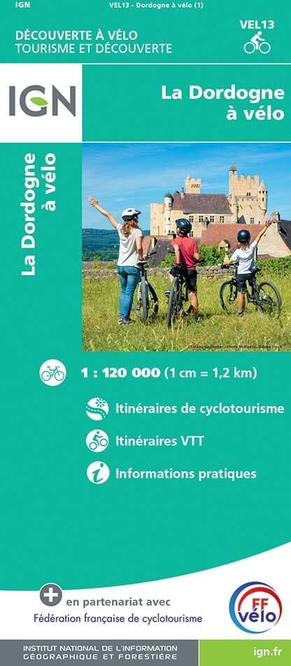 Carte cycliste - La Dordogne à vélo | IGN carte pliée IGN 