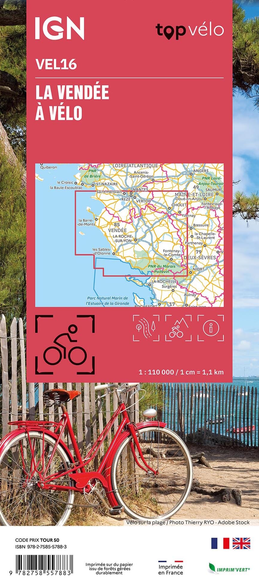 Carte cycliste - La vendée à vélo | IGN carte pliée IGN 
