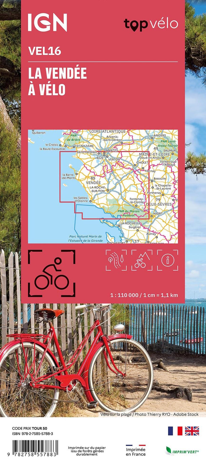 Carte cycliste - La vendée à vélo | IGN carte pliée IGN 