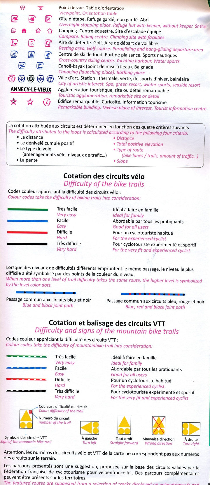 Carte cycliste - Lac d'Annecy et lac du Bourget à vélo | IGN carte cycliste IGN 
