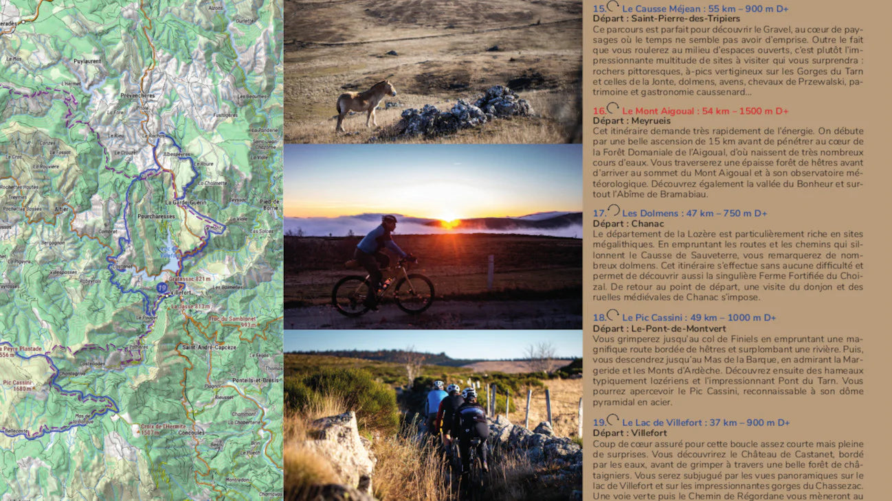 Carte cycliste - Le Gravel en Lozère, 24 parcours tous niveaux | VTOPO carte cycliste VTOPO