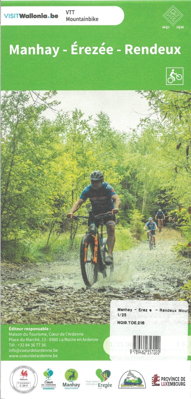 Carte cycliste - Manhay, Erezée, Rendeux (Belgique) | NGI carte cycliste IGN Belgique