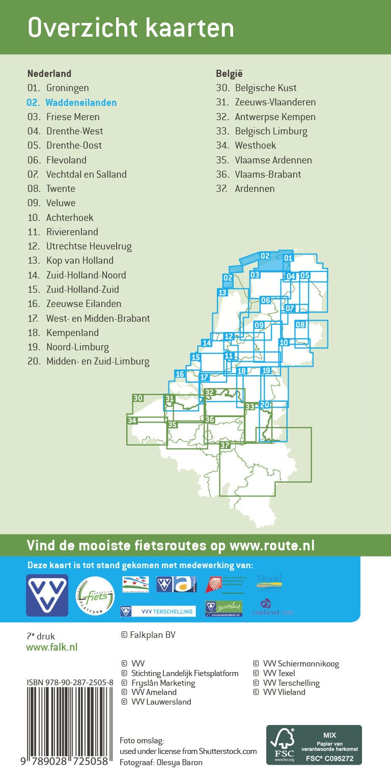 Carte cycliste n° 02 - Waddeneilanden (Pays-Bas) | Falk carte cycliste Falk 