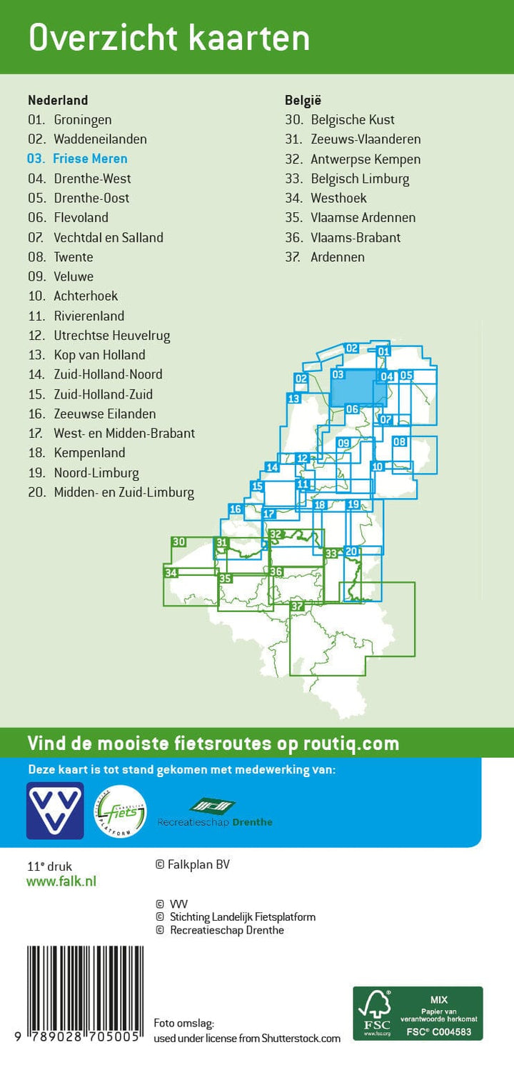 Carte cycliste n° 03 - Friese Meren (Pays-Bas) | Falk carte cycliste Falk 