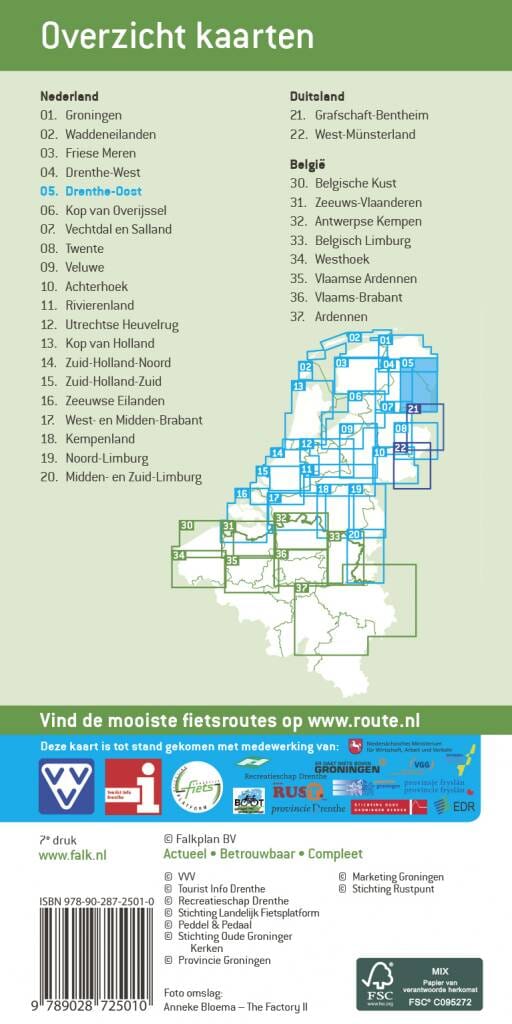 Carte cycliste n° 05 - Drenthe Oost (Pays-Bas) | Falk carte cycliste Falk 