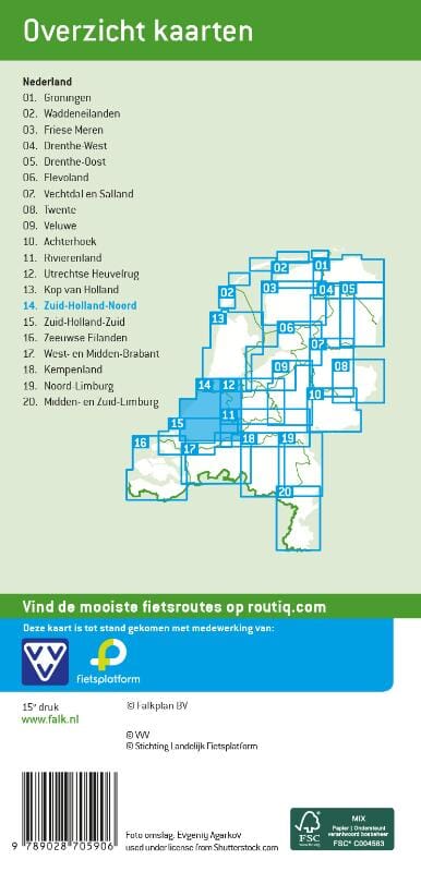 Carte cycliste n° 14 - Zuid-Holland Noord (Pays-Bas) | Falk carte cycliste Falk 