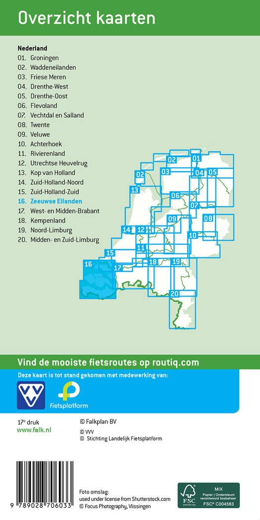 Carte cycliste n° 16 - Zeeuwse Eilanden (Pays-Bas) | Falk carte cycliste Falk 
