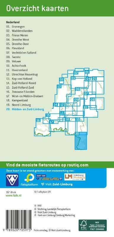 Carte cycliste n° 20 - Midden & Zuid-Limburg (Pays-Bas) | Falk carte cycliste Falk 