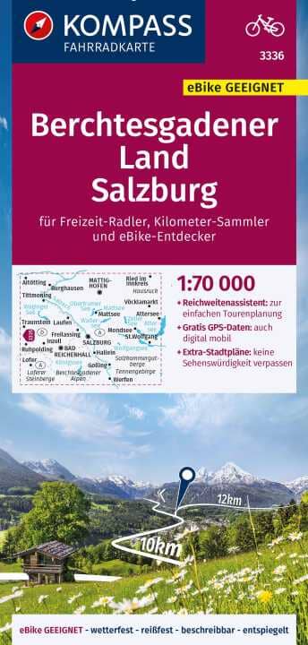 Carte cycliste n° F3336 - Berchtesgadener, Land Salzburg (Allemagne) | Kompass carte cycliste Kompass