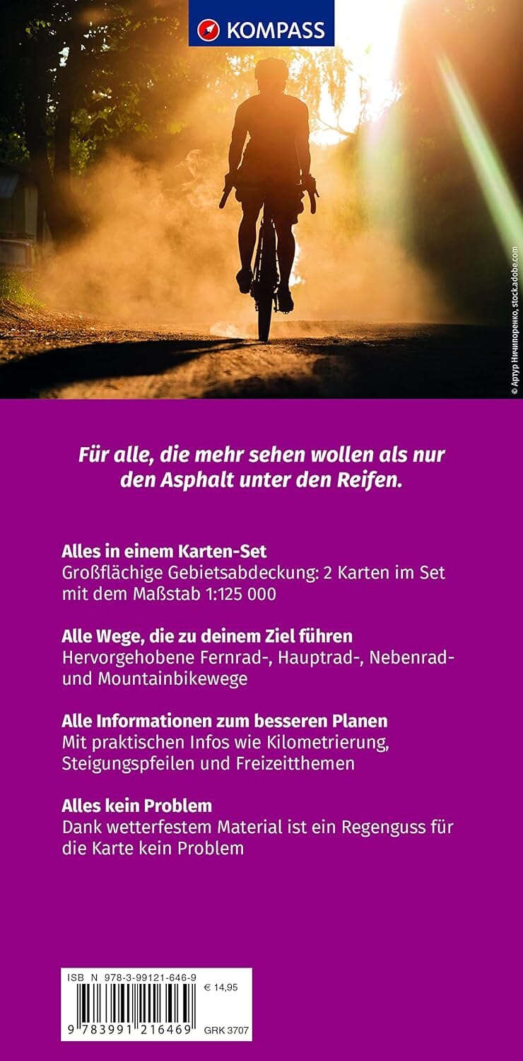 Carte cycliste n° F3707 - Thüringen (Allemagne) | Kompass carte cycliste Kompass 