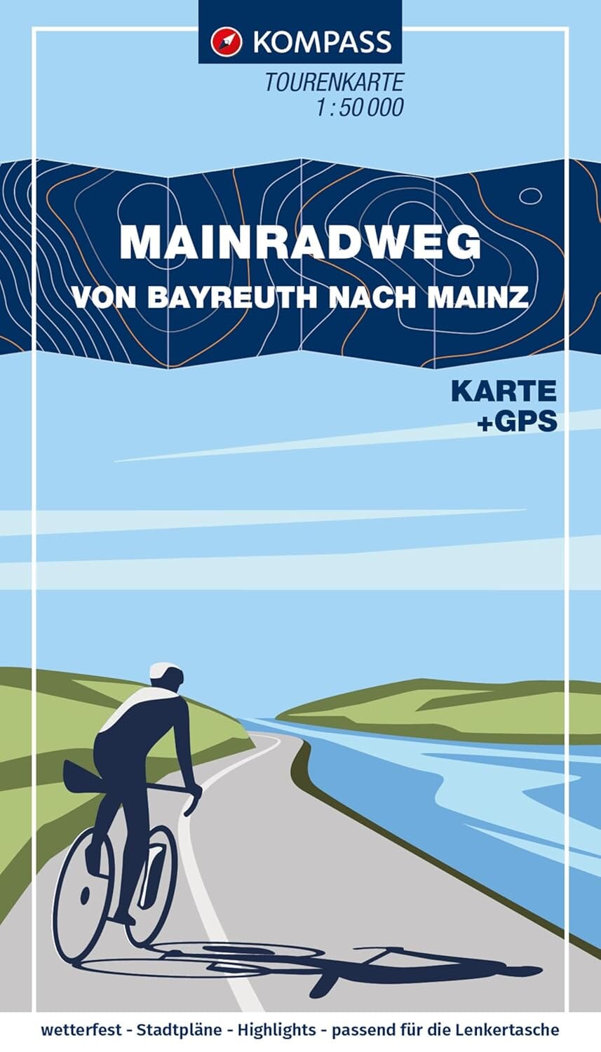 Carte cycliste n° F7003 - Mainradweg, Von Bayreuth nach Mainz | Kompass carte cycliste Kompass