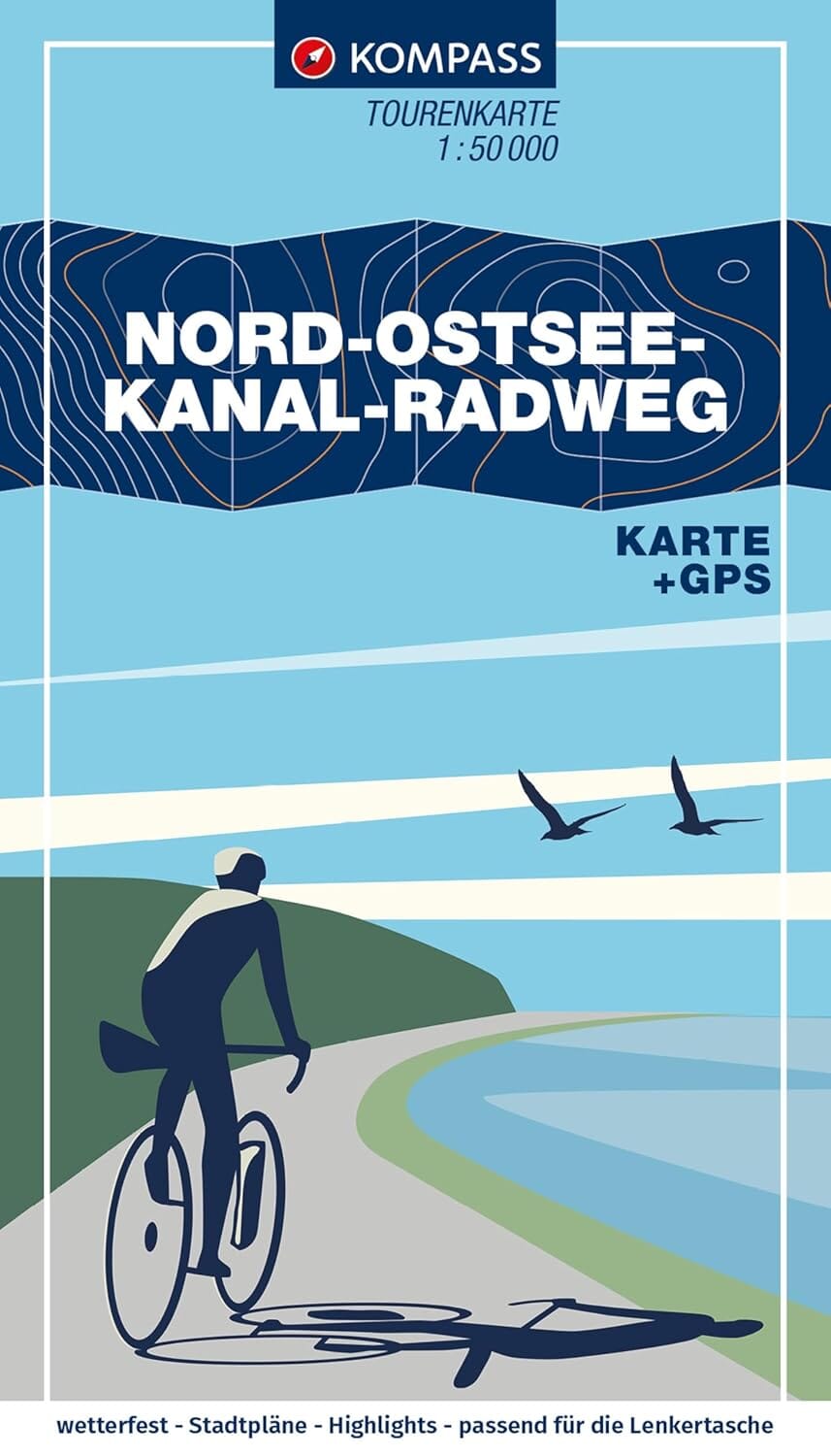 Carte cycliste n° F7054 - Nord-Ostsee-Kanal / Canal de Kiel (Allemagne) | Kompass carte cycliste Kompass 
