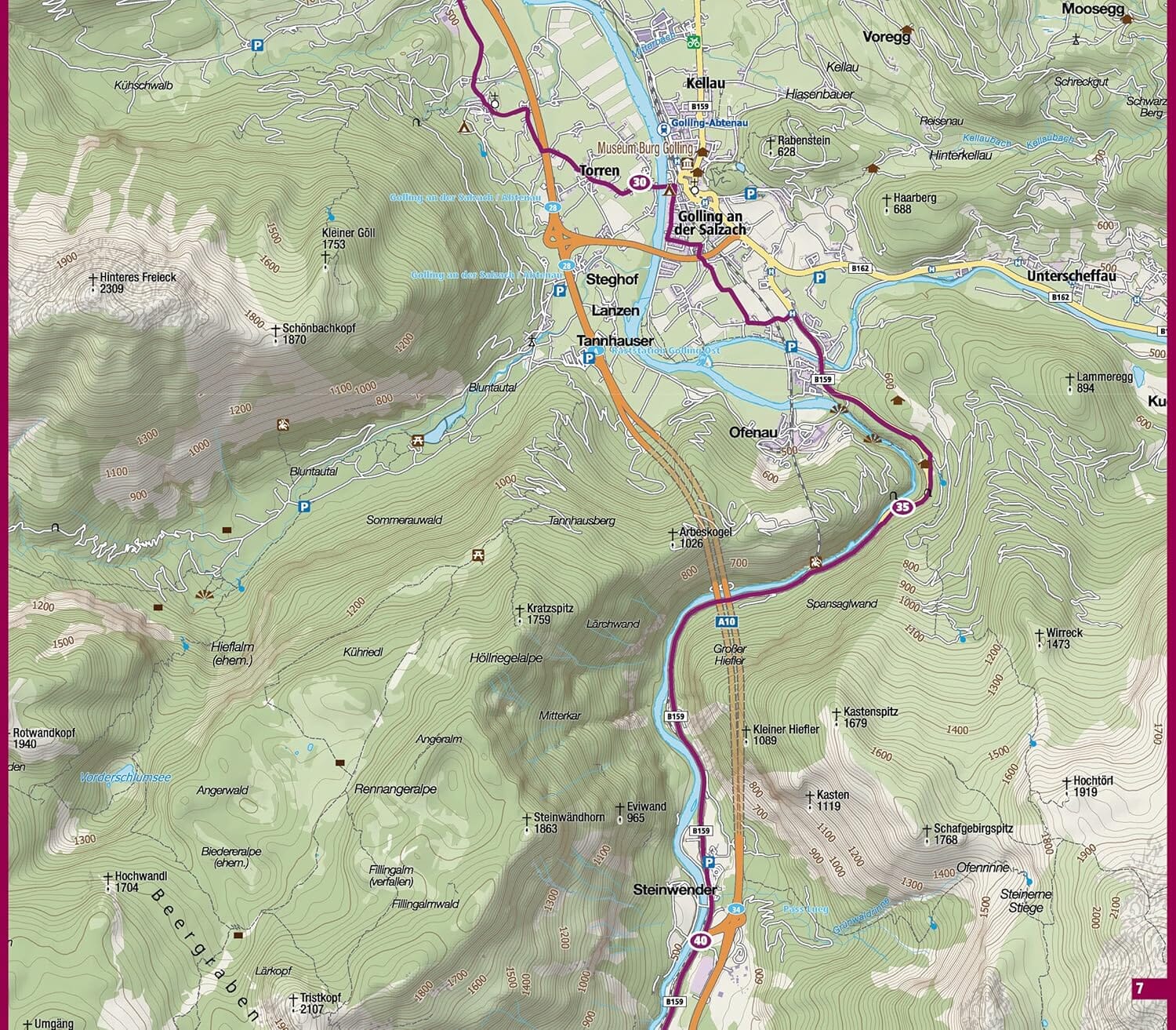 Carte cycliste n° F7059 - Alpe Adria (Autriche, Italie) | Kompass carte cycliste Kompass 
