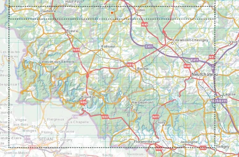 Carte cycliste - Province de Luxembourg - Centre | NGI carte cycliste IGN Belgique 