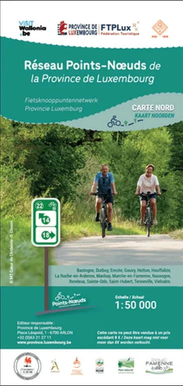 Carte cycliste - Province de Luxembourg - Nord | NGI carte cycliste IGN Belgique 