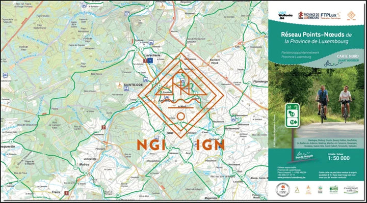 Carte cycliste - Province de Luxembourg - Nord | NGI carte cycliste IGN Belgique 