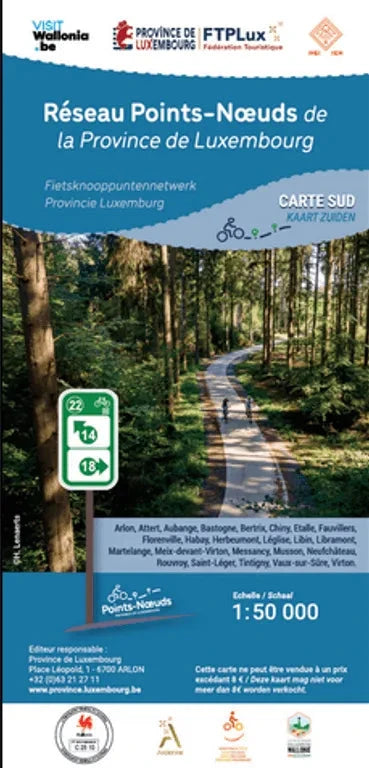 Carte cycliste - Province de Luxembourg - Sud | NGI carte cycliste IGN Belgique 