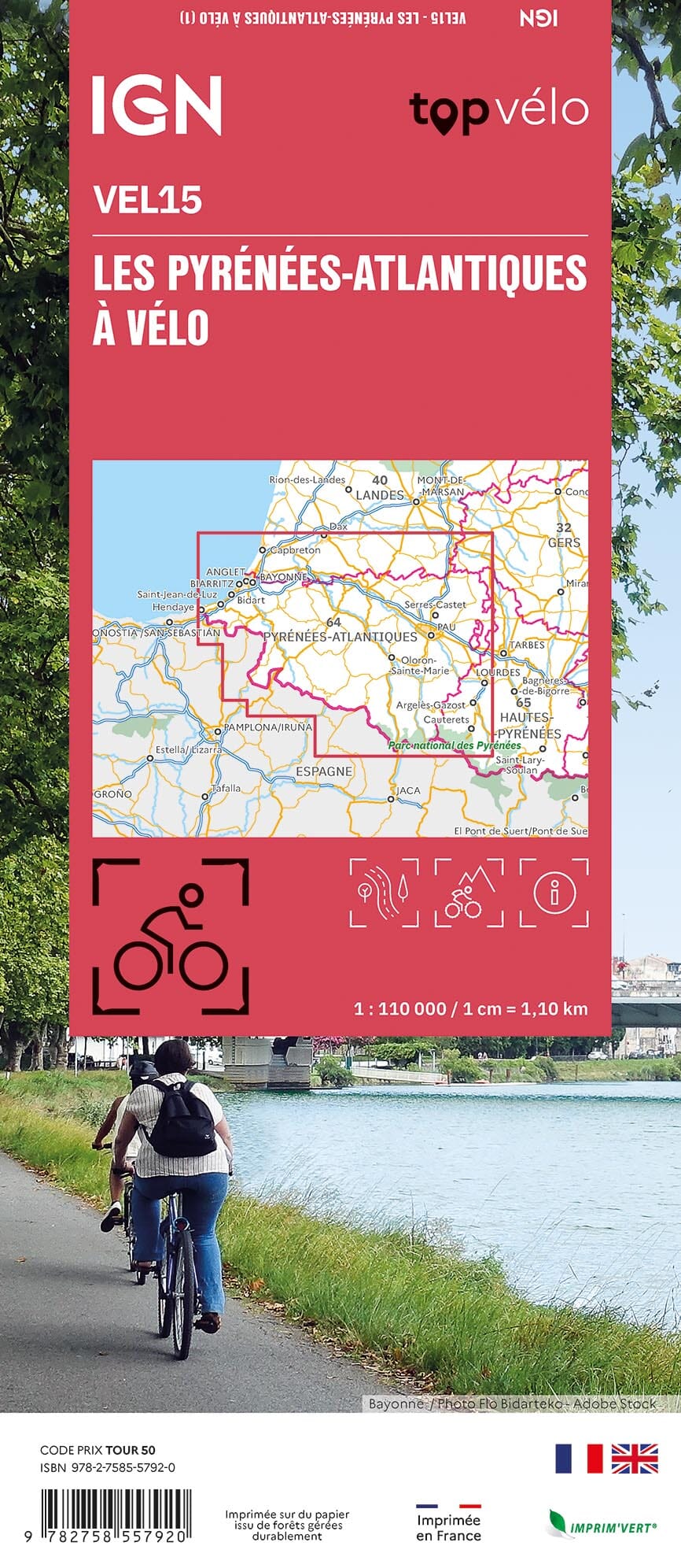 Carte cycliste - Pyrénées-Atlantiques à vélo | IGN carte cycliste IGN