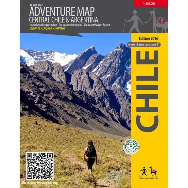 Carte d'aventure du centre du Chili & Argentine | Trekking Chile carte de randonnée Trekking Chile 