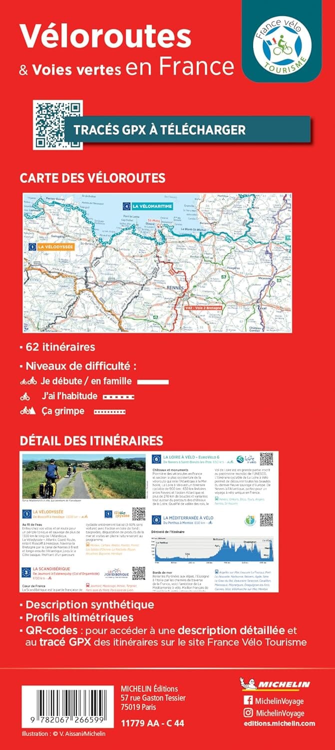 Carte de cyclotourisme - Véloroutes & voies vertes en France | Michelin carte cycliste Michelin 