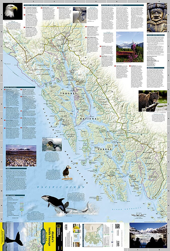 Carte de voyage du passage intérieur de l'Alaska | National Geographic carte routière National Geographic