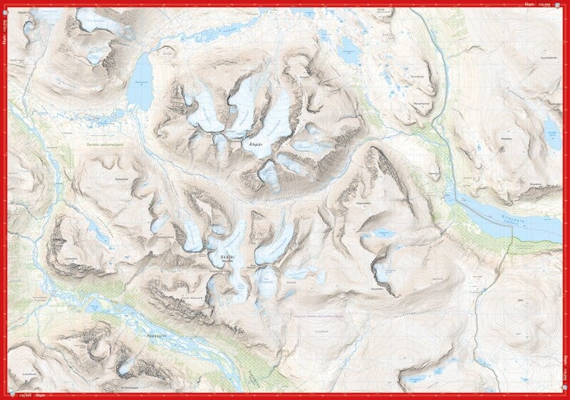 Carte de haute montagne - Ähpár & Rapadalen (Suède) | Calazo carte de randonnée Calazo