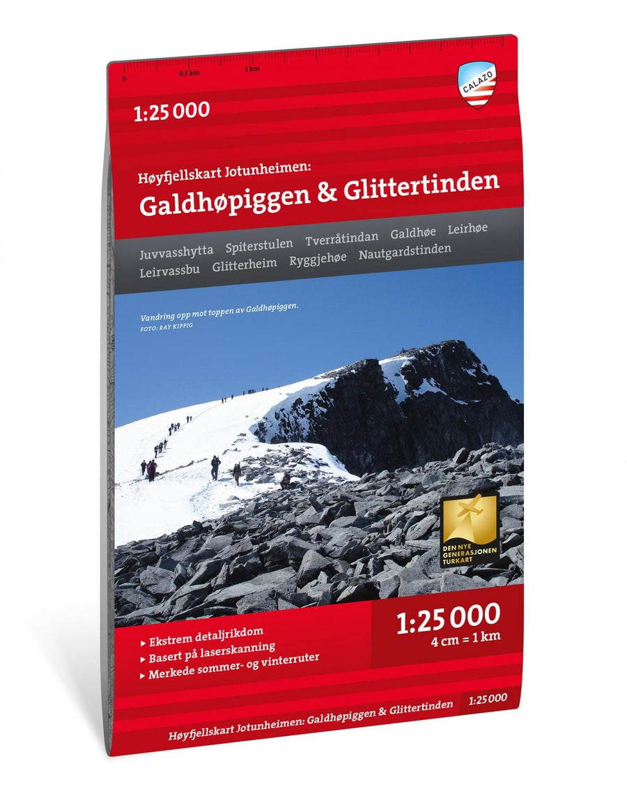 Carte de haute montagne - Jotunheimen: Galdhøpiggen & Glittertinden (Norvège) | Calazo - Høyfjellskart carte pliée Calazo 