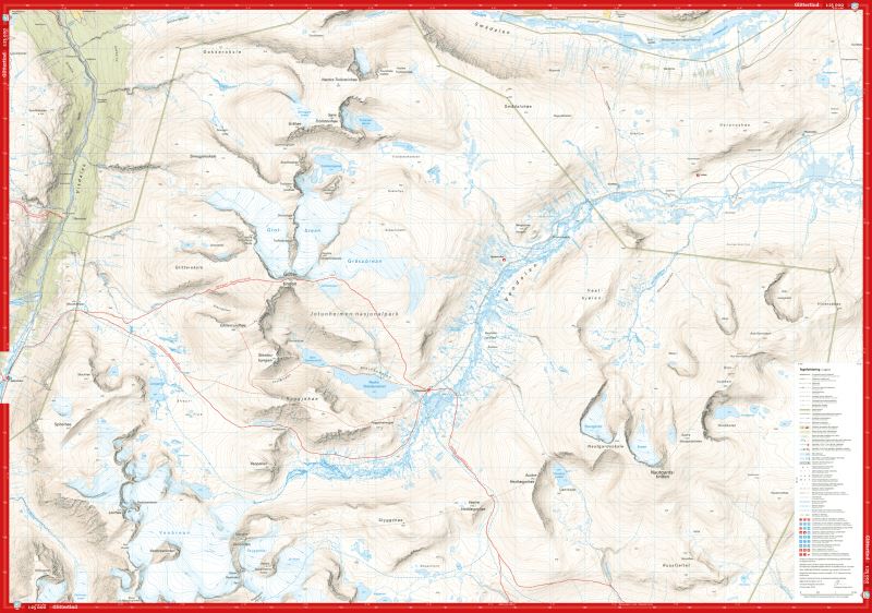 Carte de haute montagne - Jotunheimen: Galdhøpiggen & Glittertinden (Norvège) | Calazo - Høyfjellskart carte de randonnée Calazo