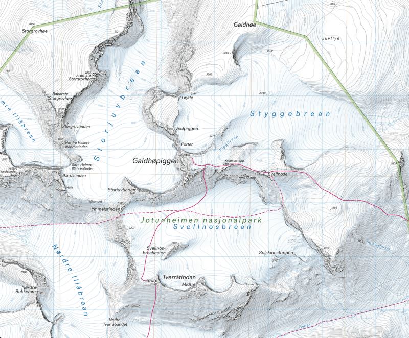 Carte de haute montagne - Jotunheimen: Høgruta (Norvège) | Calazo - Høyfjellskart carte pliée Calazo 