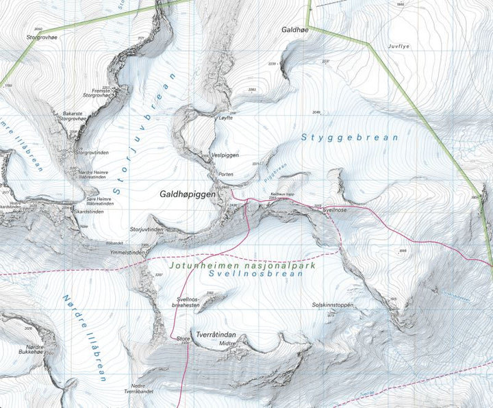 Carte de haute montagne - Jotunheimen: Høgruta (Norvège) | Calazo - Høyfjellskart carte pliée Calazo 