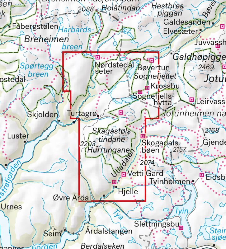 Carte de haute montagne - Jotunheimen: Hurrungane (Norvège) | Calazo - Høyfjellskart carte pliée Calazo 