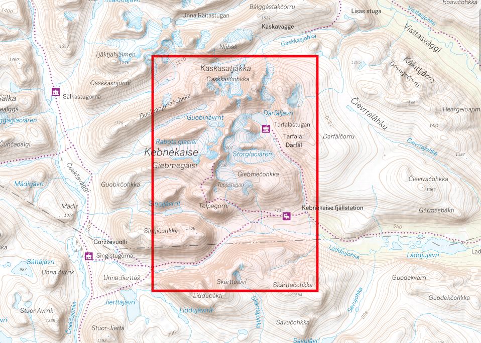 Carte de haute montagne - Kebnekaise 1/15 000 (Suède) | Calazo carte de randonnée Calazo