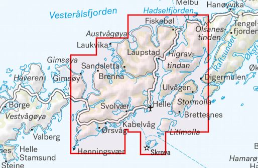 Carte de haute montagne - Lofoten: Austvågøya - Svolvær (Norvège) | Calazo - Høyfjellskart carte de randonnée Calazo