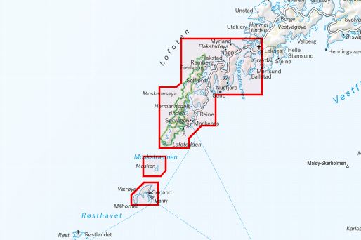 Carte de haute montagne - Lofoten: Moskenesøya & Flakstadøya (Norvège) | Calazo - Høyfjellskart carte pliée Calazo 