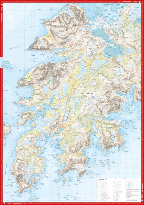 Carte de haute montagne - Lofoten: Vestvågøya - Leknes (Norvège) | Calazo - Høyfjellskart carte de randonnée Calazo