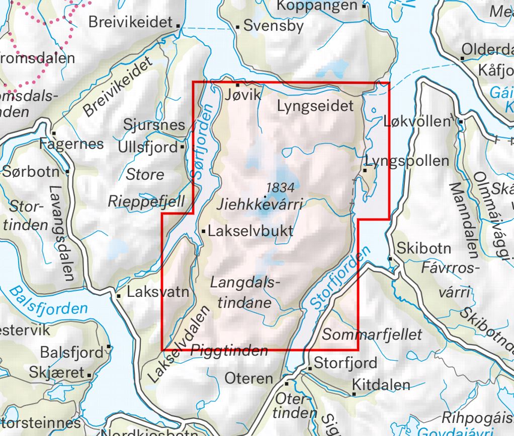 Langhoff Safe Distance 北欧AOR名盤 High mountain map - Lyngenhalvøya South (Norway) | Calazo