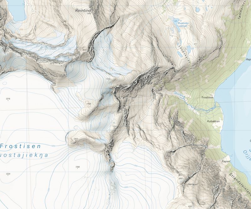 Carte de haute montagne - Narvik: Frostisen & Nuorjjovárri (Norvège) | Calazo - Høyfjellskart carte pliée Calazo 