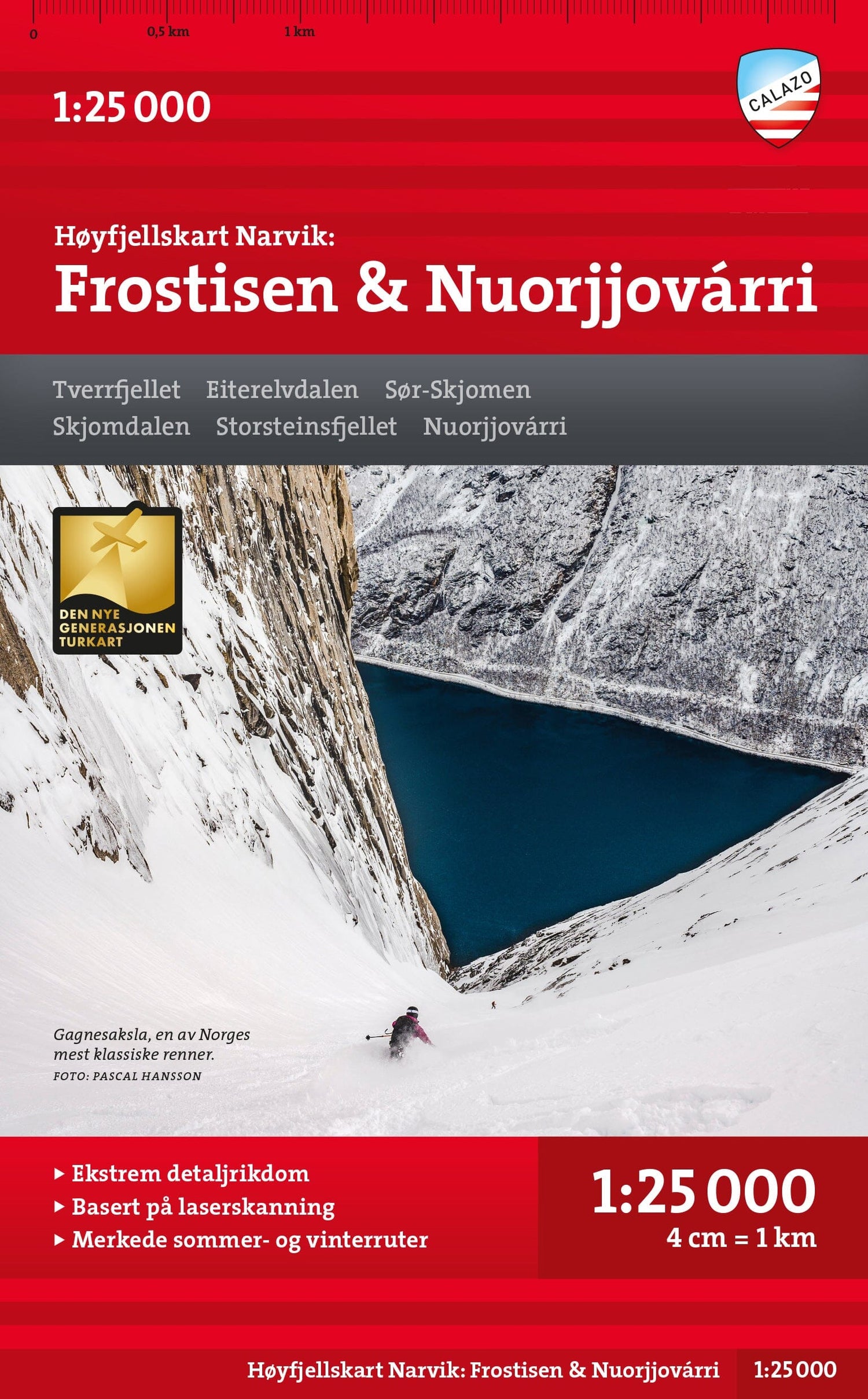 Carte de haute montagne - Narvik: Frostisen & Nuorjjovárri (Norvège) | Calazo - Høyfjellskart carte de randonnée Calazo Default Title