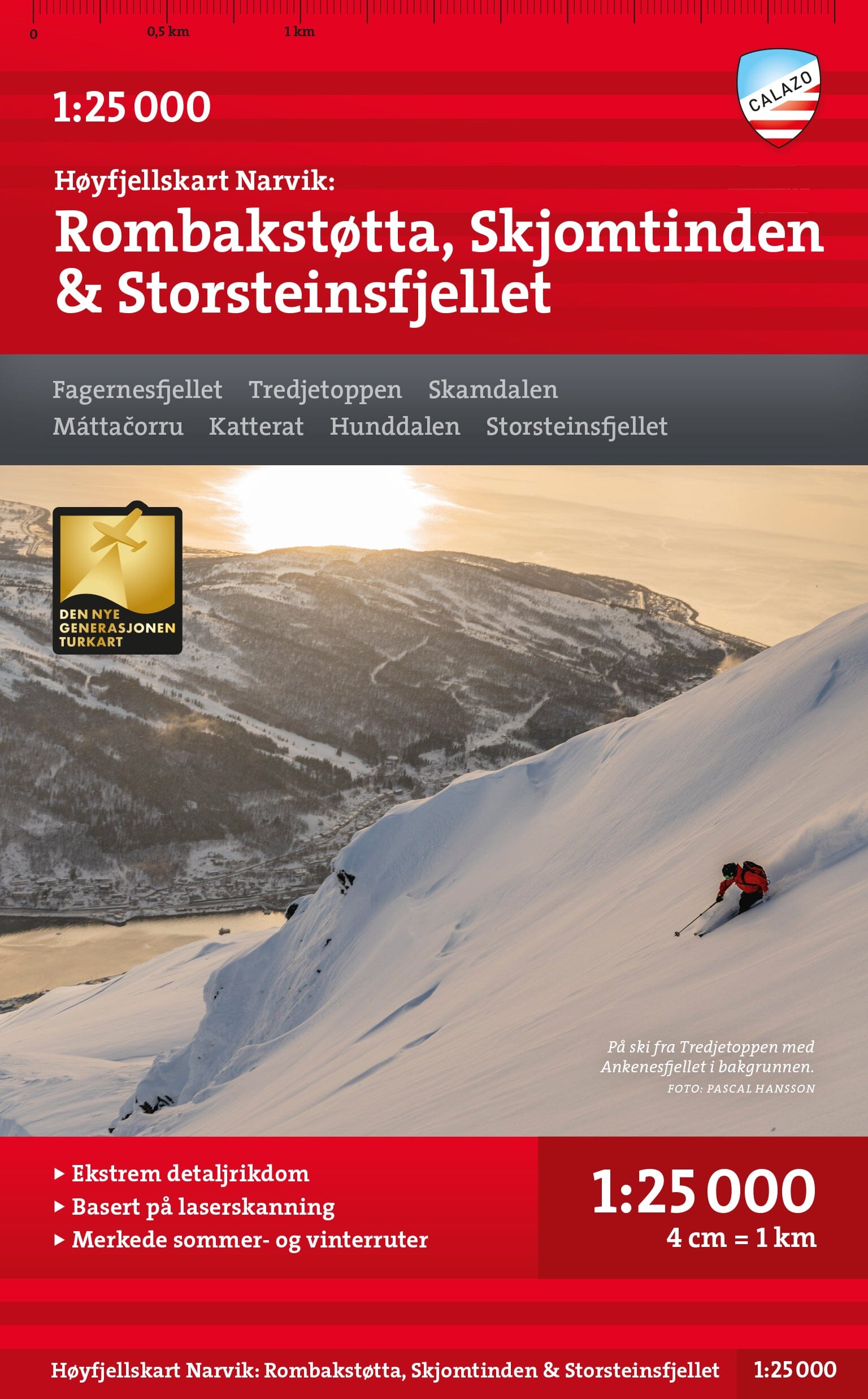 Carte de haute montagne - Narvik: Rombakstøtta, Skjomtinden & Storsteinsfjellet (Norvège) | Calazo - Høyfjellskart carte de randonnée Calazo Default Title