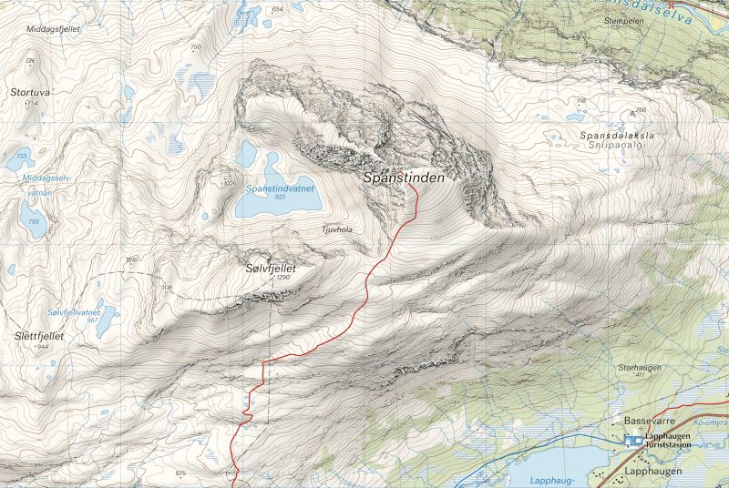 Carte de haute montagne - Narvik: Spanstinden & Dudalstinden (Norvège) | Calazo - Høyfjellskart carte de randonnée Calazo