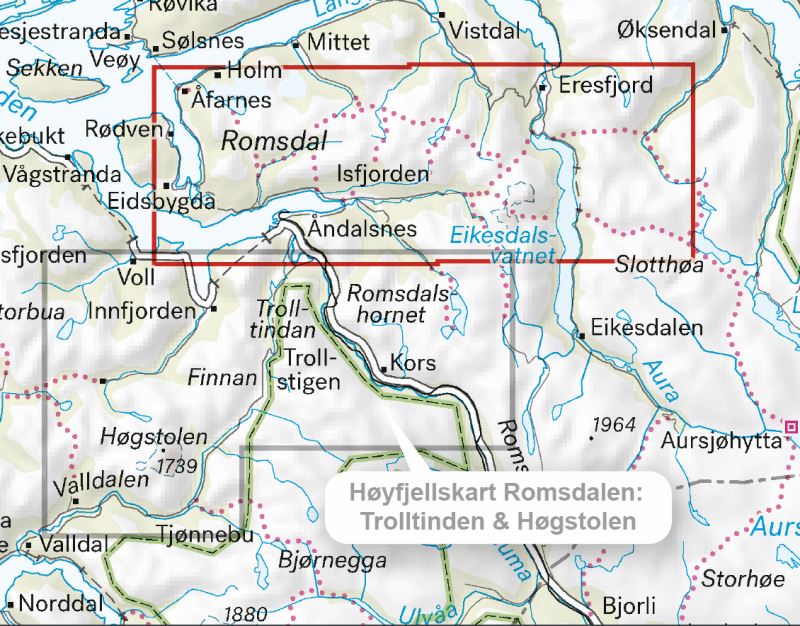 Carte de haute montagne - Romsdalen: Isfjorden & Eresfjord (Norvège) | Calazo - Høyfjellskart carte pliée Calazo 